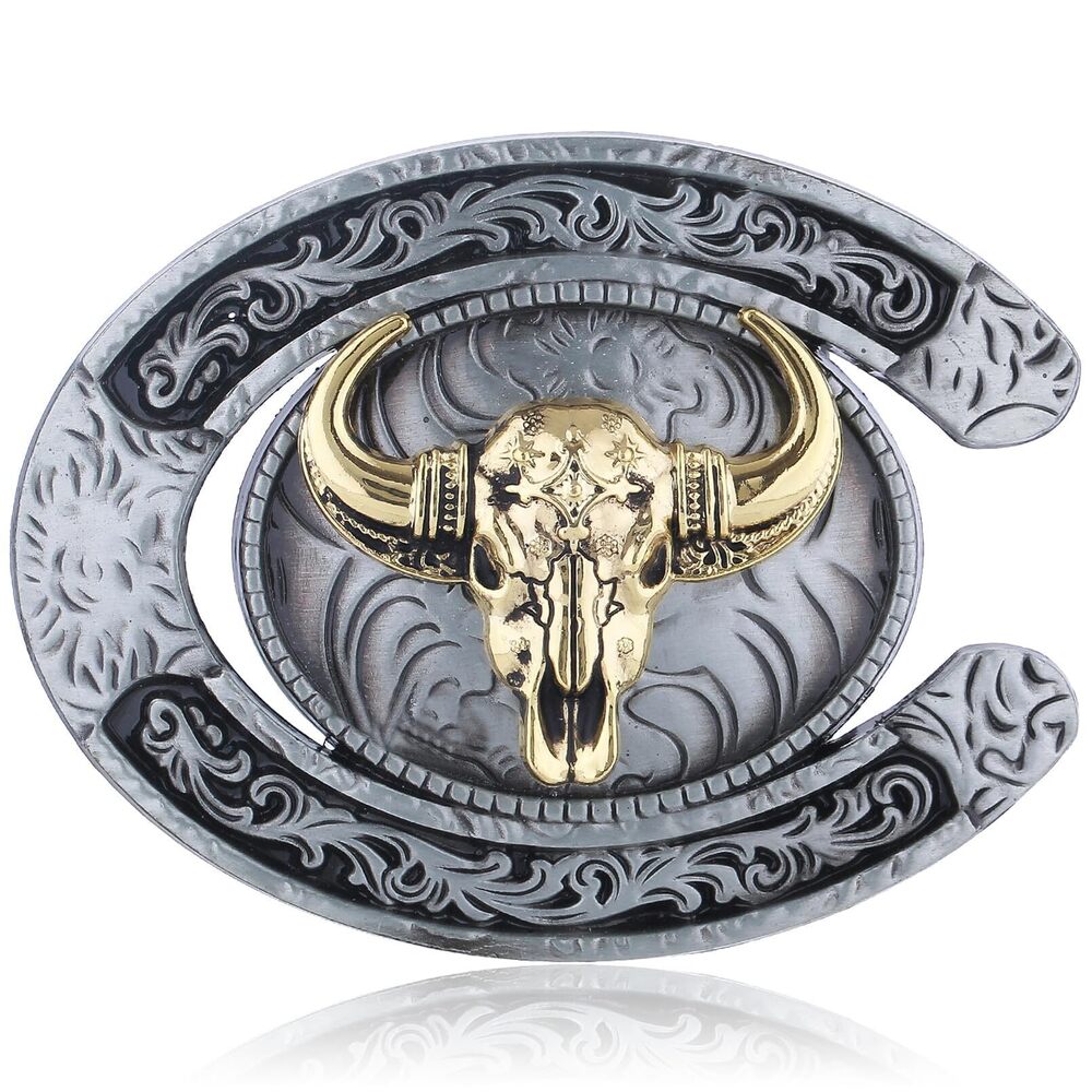 5859 Cowboy Belt Buckle Western Cowgirl American Eagle USA Flag Longhorn
